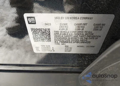 2023 Chevrolet Trailblazer Fwd Ls z USA, uszkodzony, nr VIN KL79MMS21PB186435